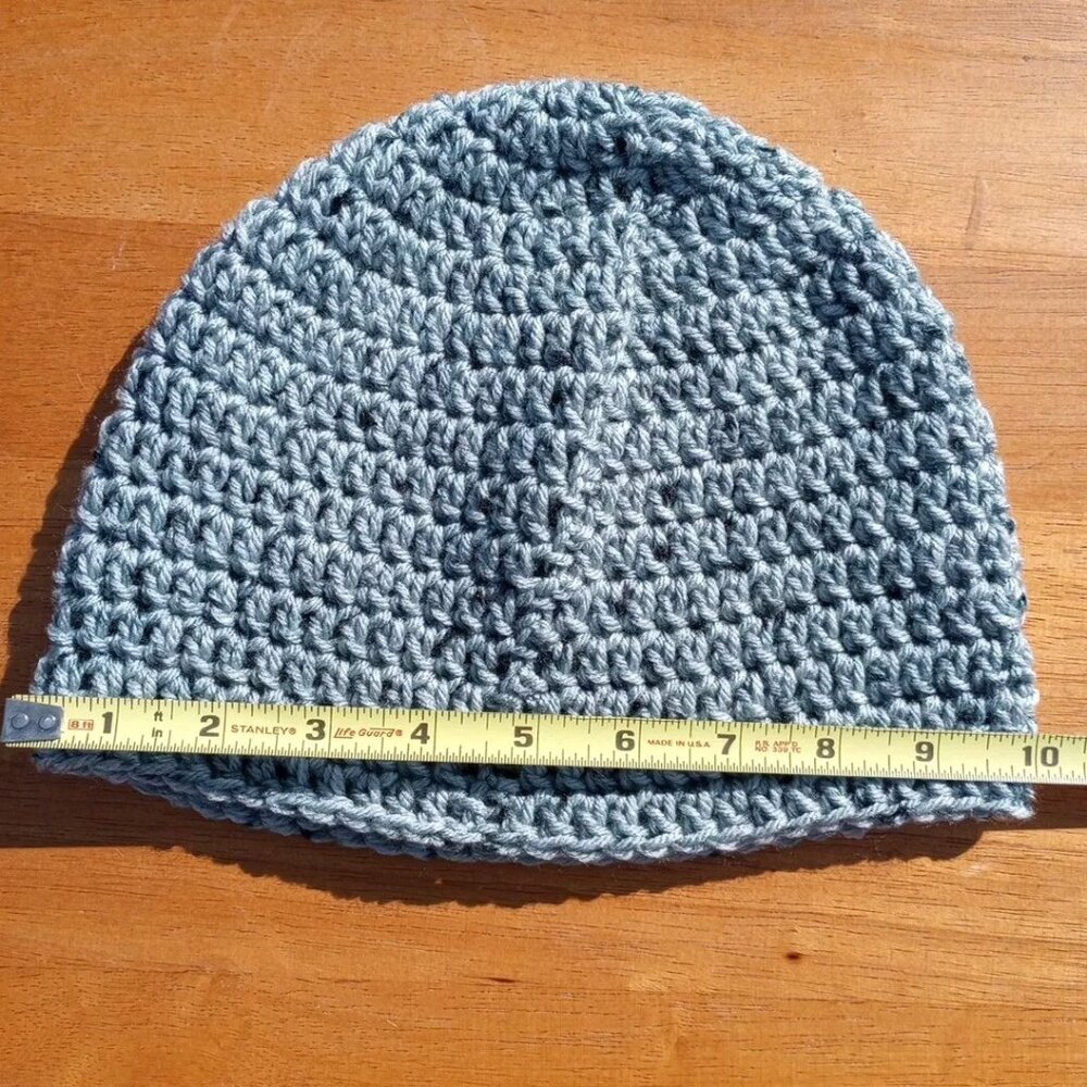 Men's Head Hugger Beanie Hat Handmade Tin Roof Gray Crochet Hiking Outdoors L - Picture 9 of 9